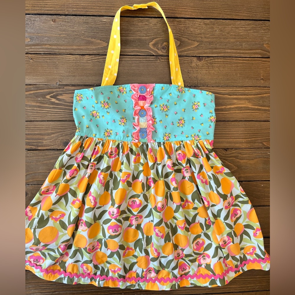 Matilda Jane Girls Size 14 🍑 Halter Top EUC Aqua, Yellow, Orange, and Pink!